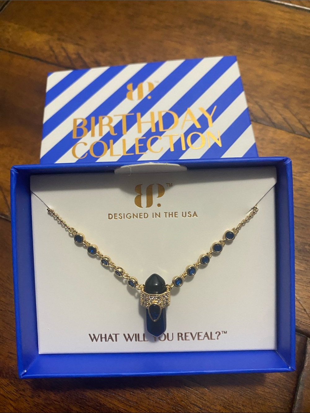 Bomb Party Birthday Collection September 2026 Necklace - Sapphire - Gold Plating